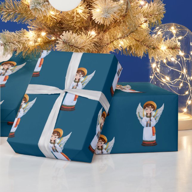 Ukrainian Christmas Angel Wrapping Paper (Holidays)