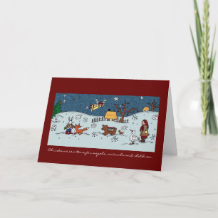 Ukrainian Christmas, Angels, Animals, Children Holiday Card