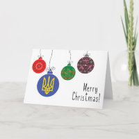 Ukrainian Christmas Card with Ornaments (English)