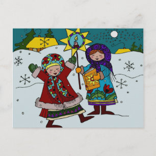 Ukrainian Christmas Carolers Ukrainian Folk Art Holiday Postcard