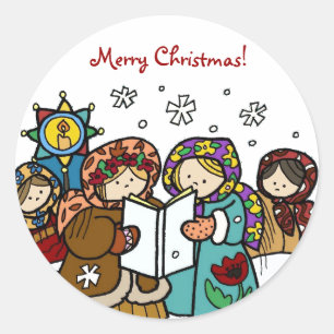 Ukrainian Christmas Carollers Classic Round Sticker