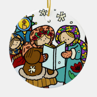 Ukrainian Christmas Carollers Folk Art Ceramic Orn Ceramic Ornament