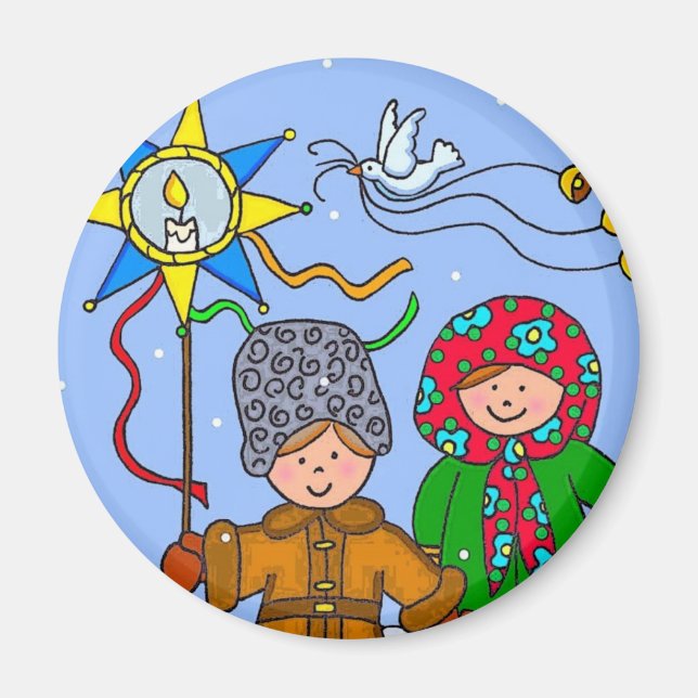 Ukrainian Christmas Carollers Magnet (Front)