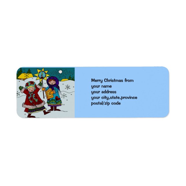 Ukrainian Christmas Carollers Return Address Label (Front)