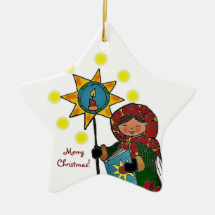 Ukrainian Christmas Star Ceramic Tree Decoration