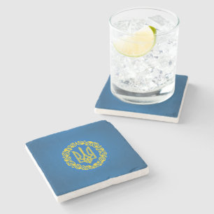 Ukrainian coat of arms stone coaster