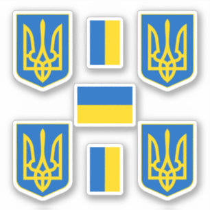 Ukrainian coat of arms / trizub and flag Sticker