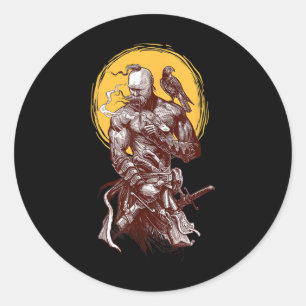 Ukrainian Cossack Warrior Holding Sword Fighting F Classic Round Sticker