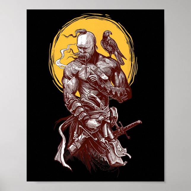 Ukrainian Cossack Warrior Holding Sword Fighting F Poster (Front)