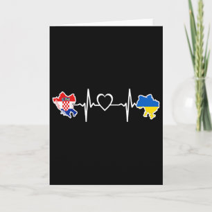 Ukrainian Croatian Flag - Ukraine Croatia Heartbea Card