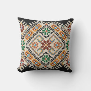 Ukrainian Cross-Stitch: Ethnic Handmade Pattern. Cushion
