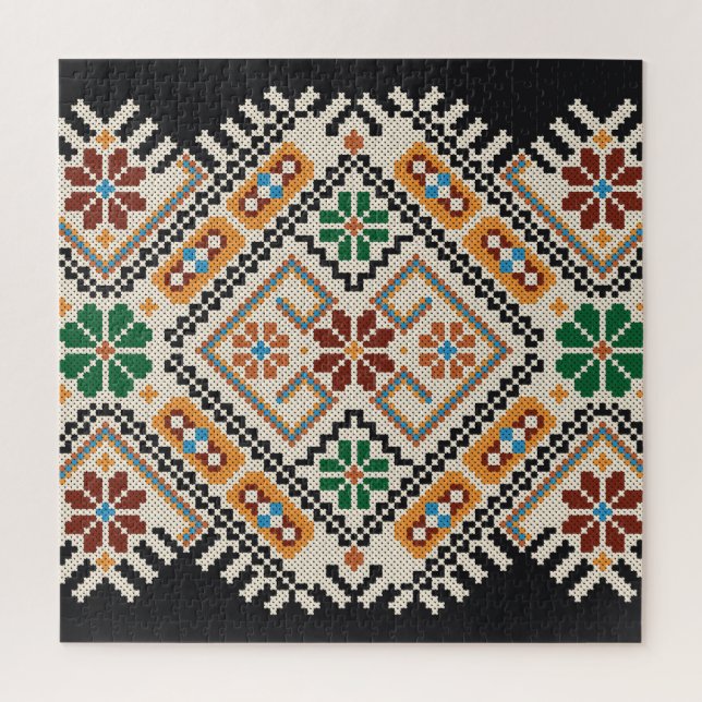 Ukrainian Cross-Stitch: Ethnic Handmade Pattern. Jigsaw Puzzle (Vertical)