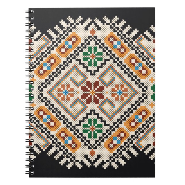 Ukrainian Cross-Stitch: Ethnic Handmade Pattern. Notebook (Front)