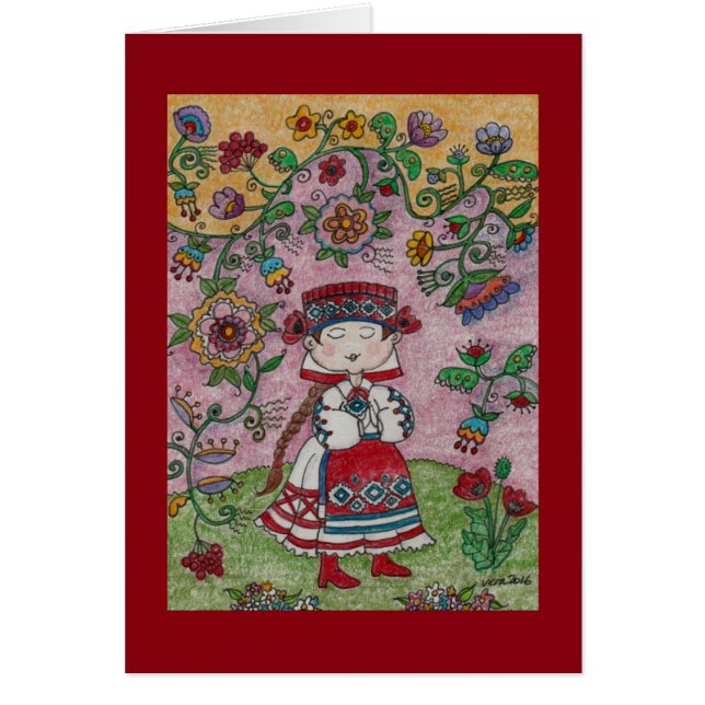 Ukrainian Dancer and Flowers Folk Art (Front)