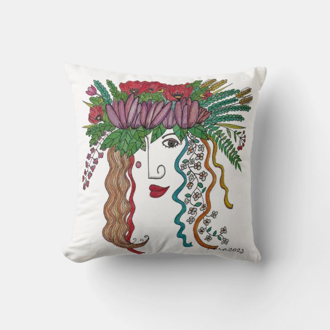 Ukrainian Diva Folk Art Cushion (Front)
