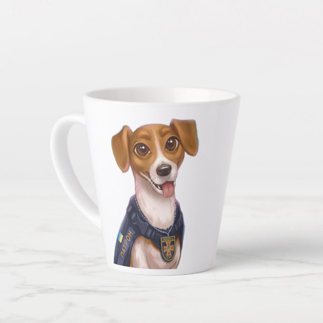 Ukrainian dog Patron T-Shirt Latte Mug (Left Angle)