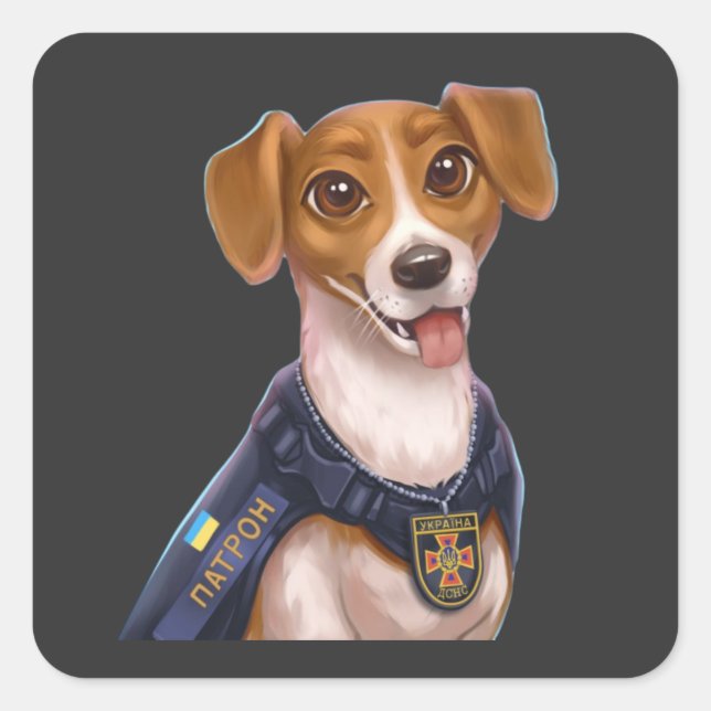 Ukrainian dog Patron T-Shirt Square Sticker (Front)