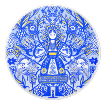 Ukrainian Doll Ceramic Knob