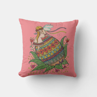 Ukrainian Easter Egg Angel Pysanka Folk Art Cushion