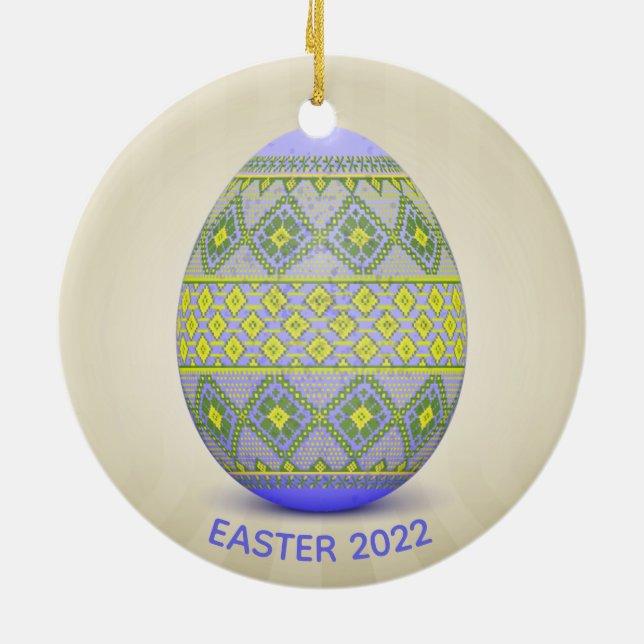 Ukrainian Easter Egg (Pysanka) Design Ceramic Orna Ornament (Back)