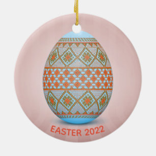Ukrainian Easter Egg (Pysanka) Design Ceramic Ornament