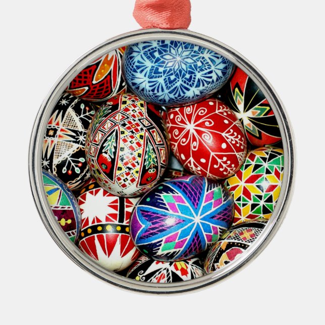 Ukrainian Easter Eggs Metal Ornament (Front)
