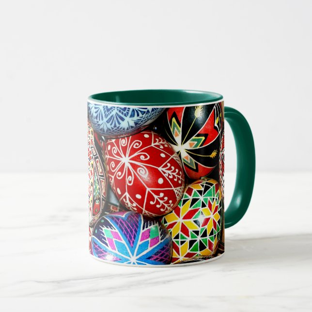 Ukrainian Easter Eggs, ornate and colourful, Mug (Front Right)