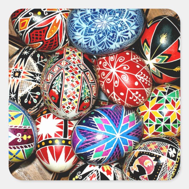 Ukrainian Easter Eggs Square Sticker (Front)