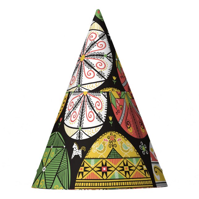 Ukrainian Easter eggs, vintage pattern. Party Hat (Front)