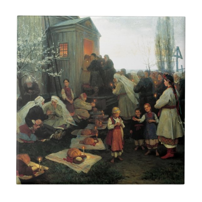 Ukrainian Easter/velyk Den' Blessing Ceramic Tile (Front)