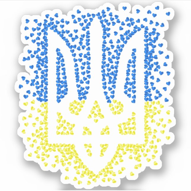 Ukrainian emblem trident tryzub scattering hearts (Front)
