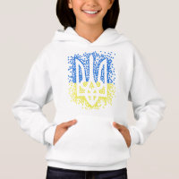 Ukrainian emblem trident tryzub scattering hearts