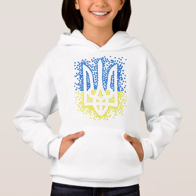 Ukrainian emblem trident tryzub scattering hearts (Front)
