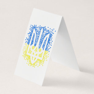 Ukrainian emblem trident tryzub scattering hearts