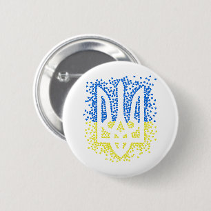Ukrainian emblem trident tryzub scattering hearts 6 cm round badge