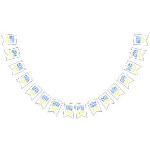 Ukrainian emblem trident tryzub scattering hearts bunting