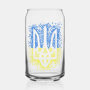 Ukrainian emblem trident tryzub scattering hearts can glass