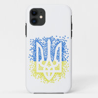 Ukrainian emblem trident tryzub scattering hearts
