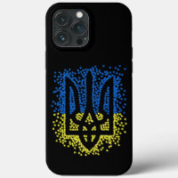 Ukrainian emblem trident tryzub scattering hearts