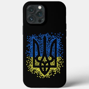 Ukrainian emblem trident tryzub scattering hearts iPhone 13 pro max case