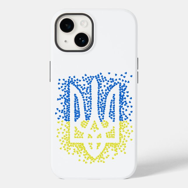 Ukrainian emblem trident tryzub scattering hearts Case-Mate iPhone case (Back)