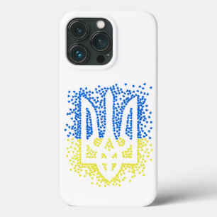 Ukrainian emblem trident tryzub scattering hearts iPhone 13 pro case
