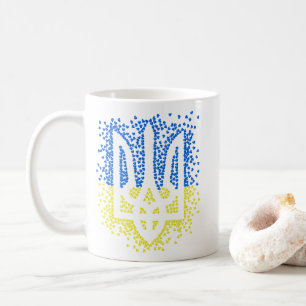 Ukrainian emblem trident tryzub scattering hearts coffee mug