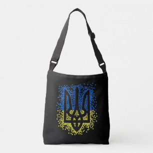 Ukrainian emblem trident tryzub scattering hearts crossbody bag