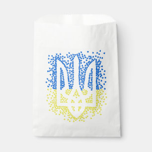 Ukrainian emblem trident tryzub scattering hearts favour bag