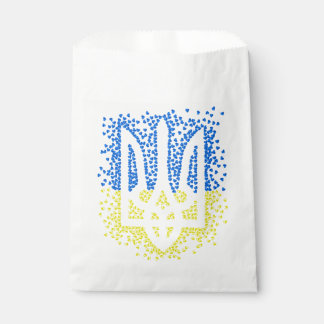 Ukrainian emblem trident tryzub scattering hearts favour bag