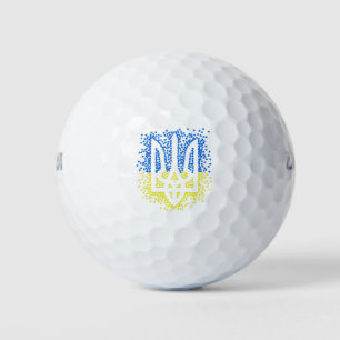 Ukrainian emblem trident tryzub scattering hearts golf balls