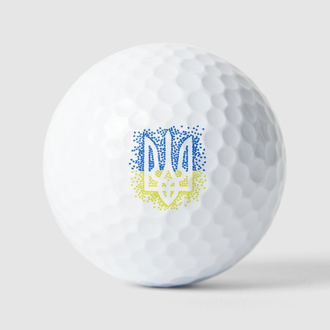 Ukrainian emblem trident tryzub scattering hearts golf balls (Front)