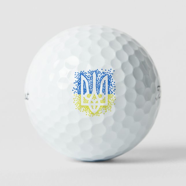Ukrainian emblem trident tryzub scattering hearts golf balls (Front)