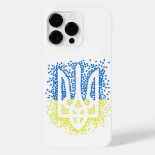 Ukrainian emblem trident tryzub scattering hearts iPhone 14 pro max case